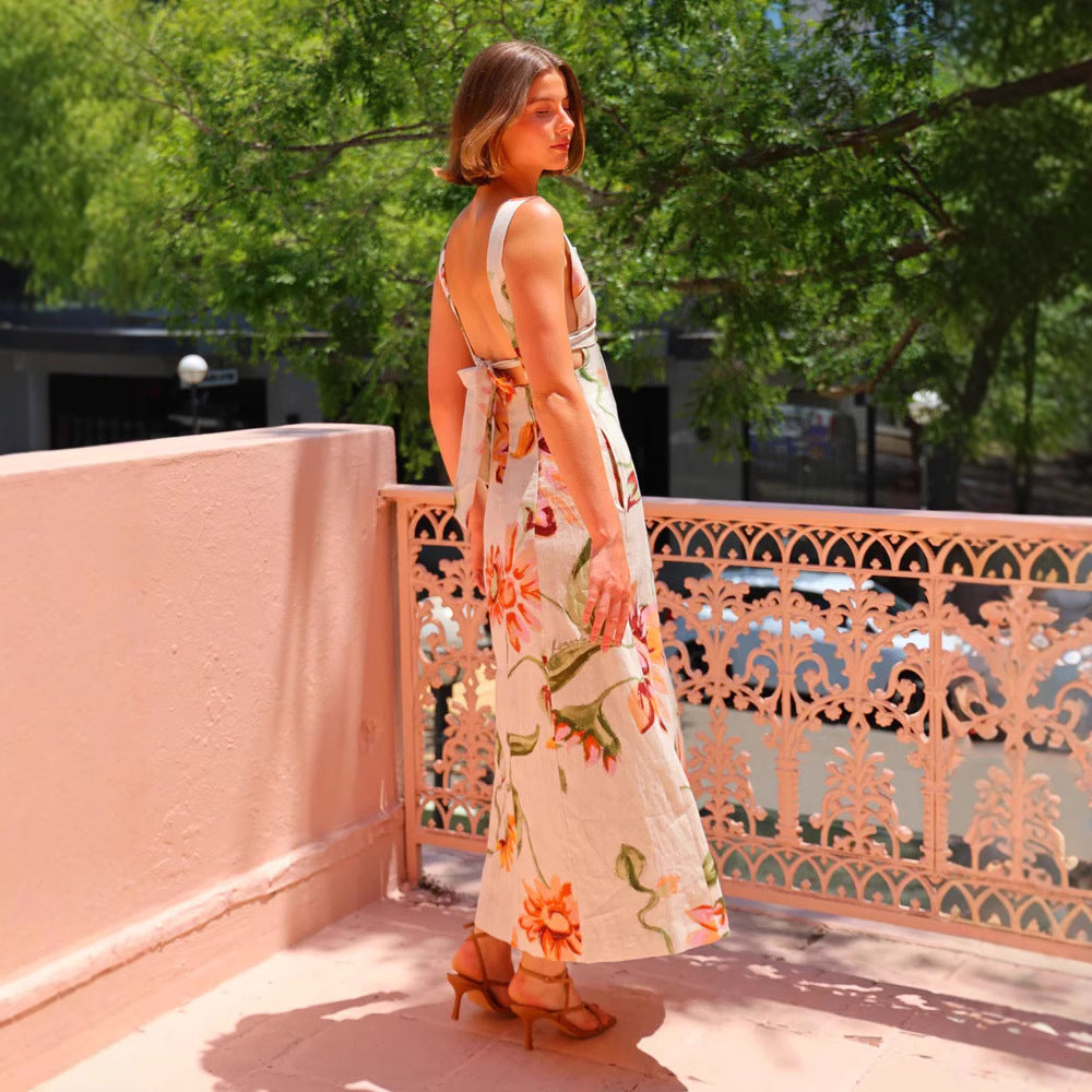 Lightweight Floral Print Cotton Long Dress
