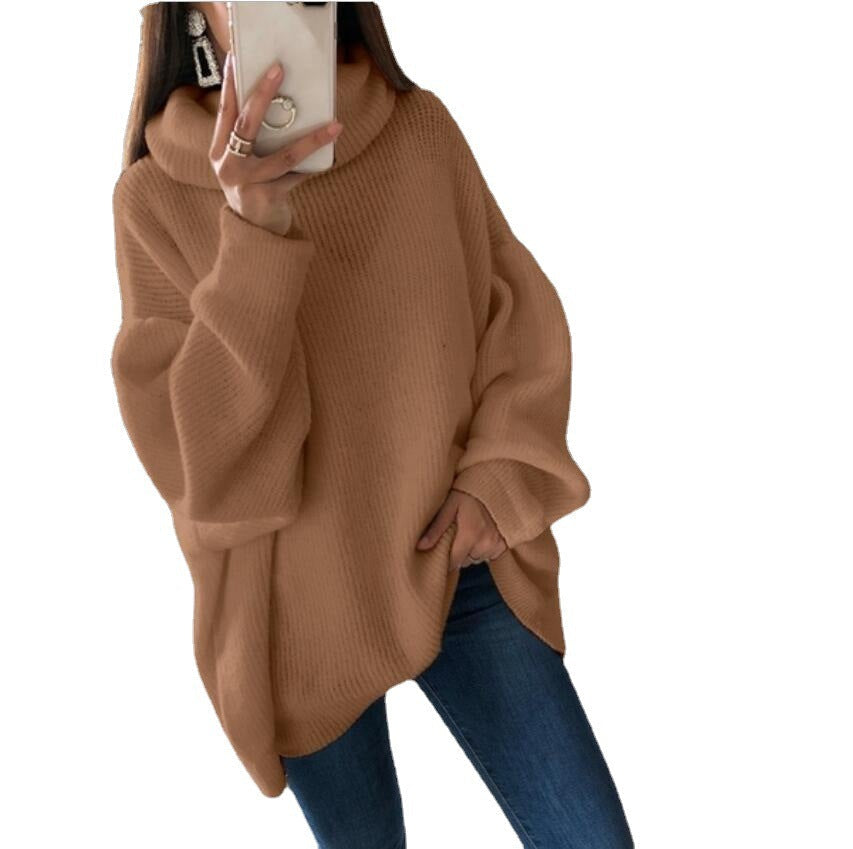 Women's loose fit turtleneck pullover sweater