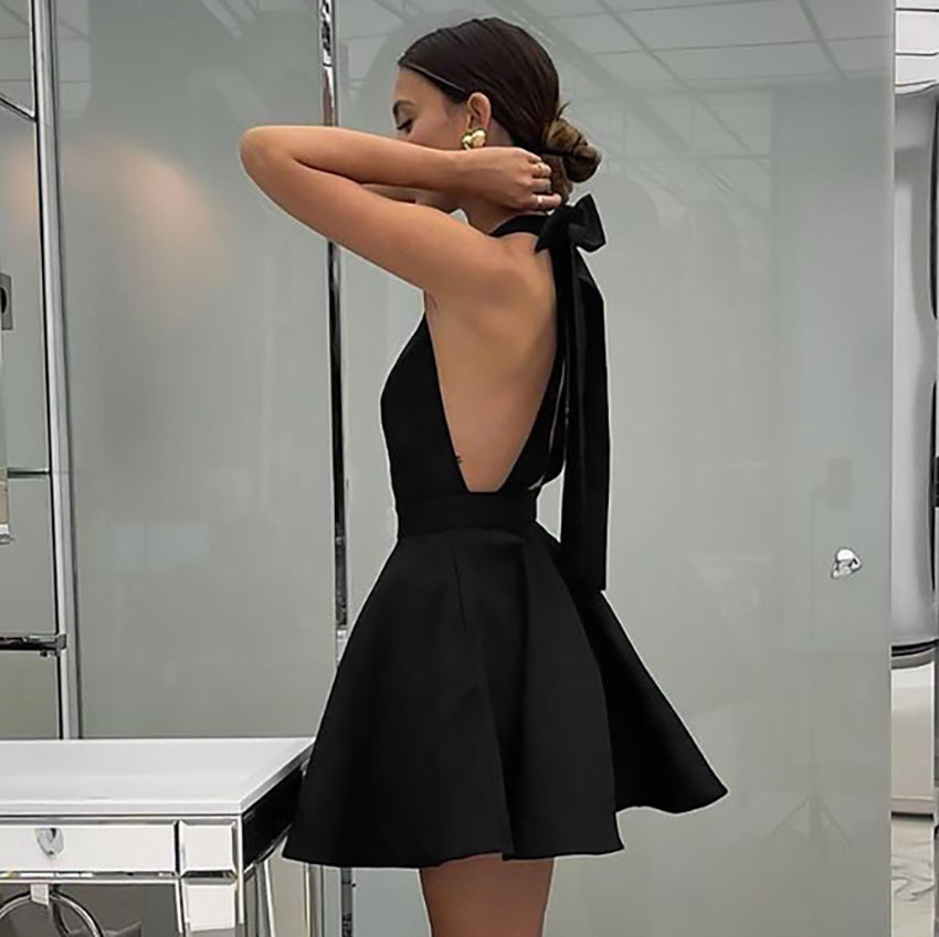 Halter Neck High Waist A-Line Dress