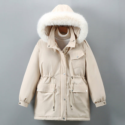 Women’s Parka Jacket – Relaxed Fit – Faux Fur Hood – Weather-Resistant – Mid-Length
