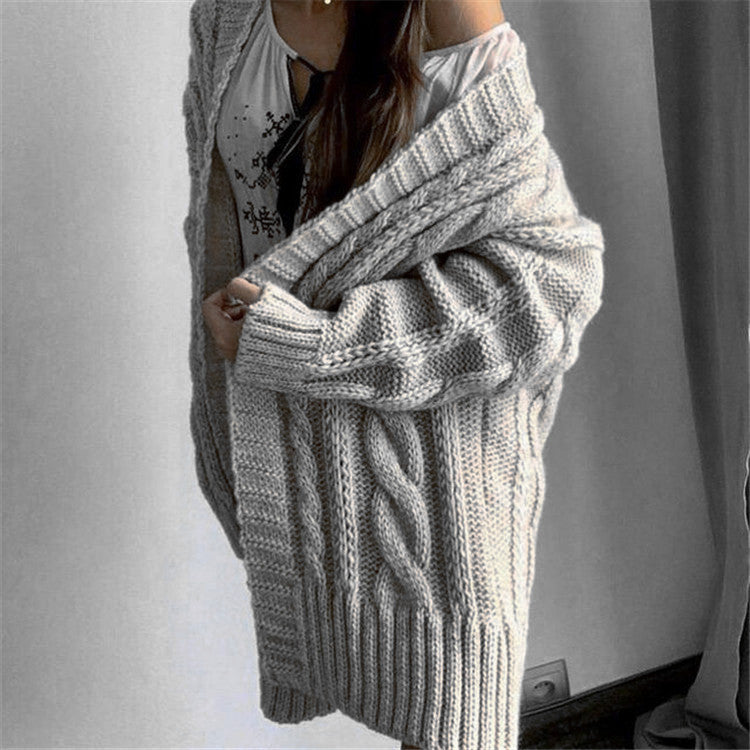 Oversized Cable Knit Wool Blend Sweater 