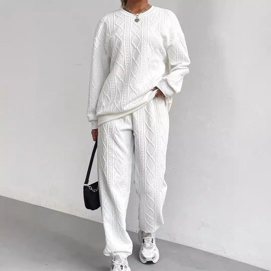 Two-Piece Soft Knit Relaxed Lounge Set 