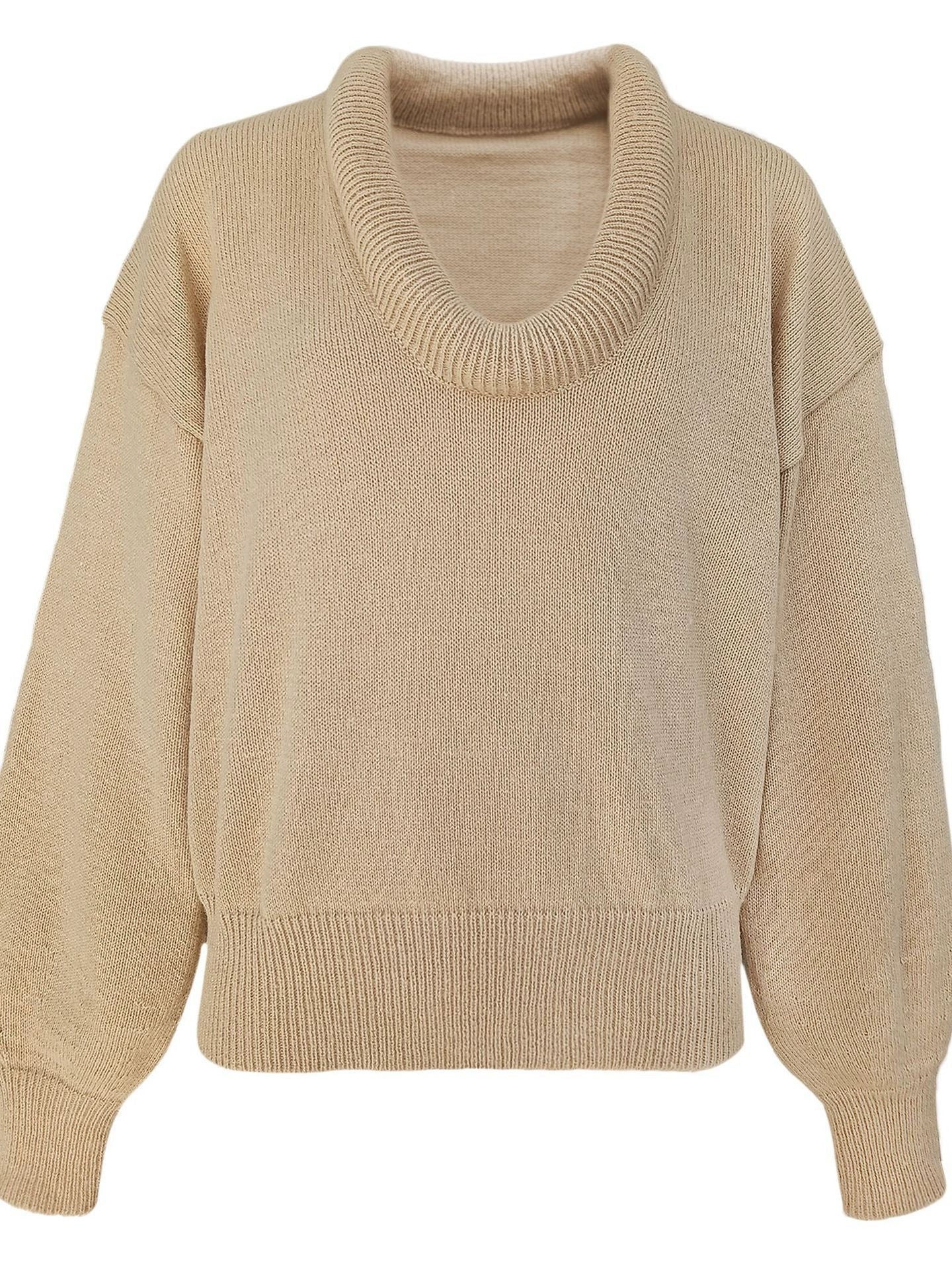 Wool Knit Loose Fit V-Neck Sweater 