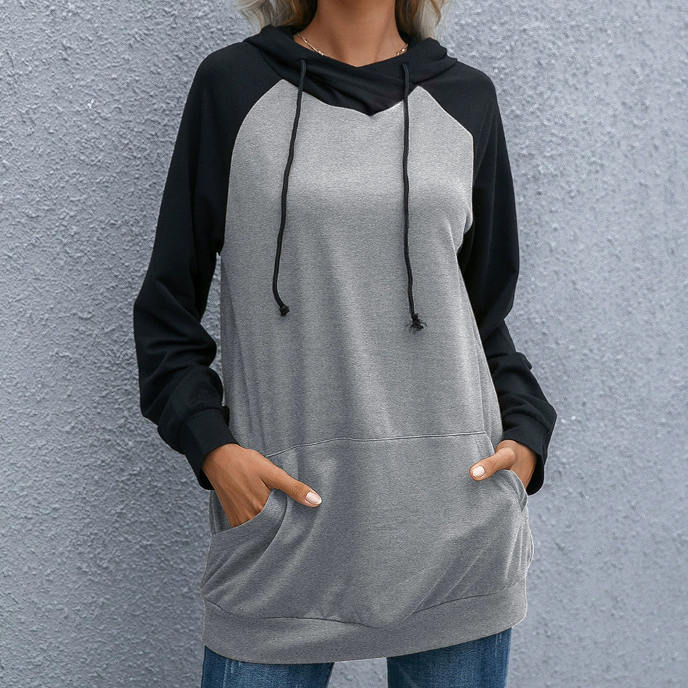 Women’s Hooded Sweatshirt – Relaxed Fit – Soft Knit – Raglan Sleeve – Kangaroo Pocket