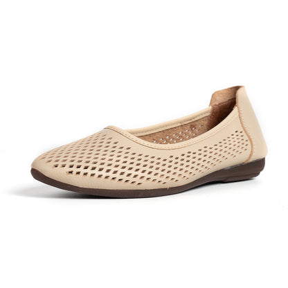 Women’s Ballet Flats - Breathable Laser-Cut Design - Flexible Slip-On Comfort