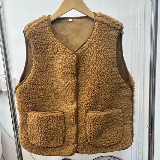 Plush Shearling Feel Relaxed Fit Vest 