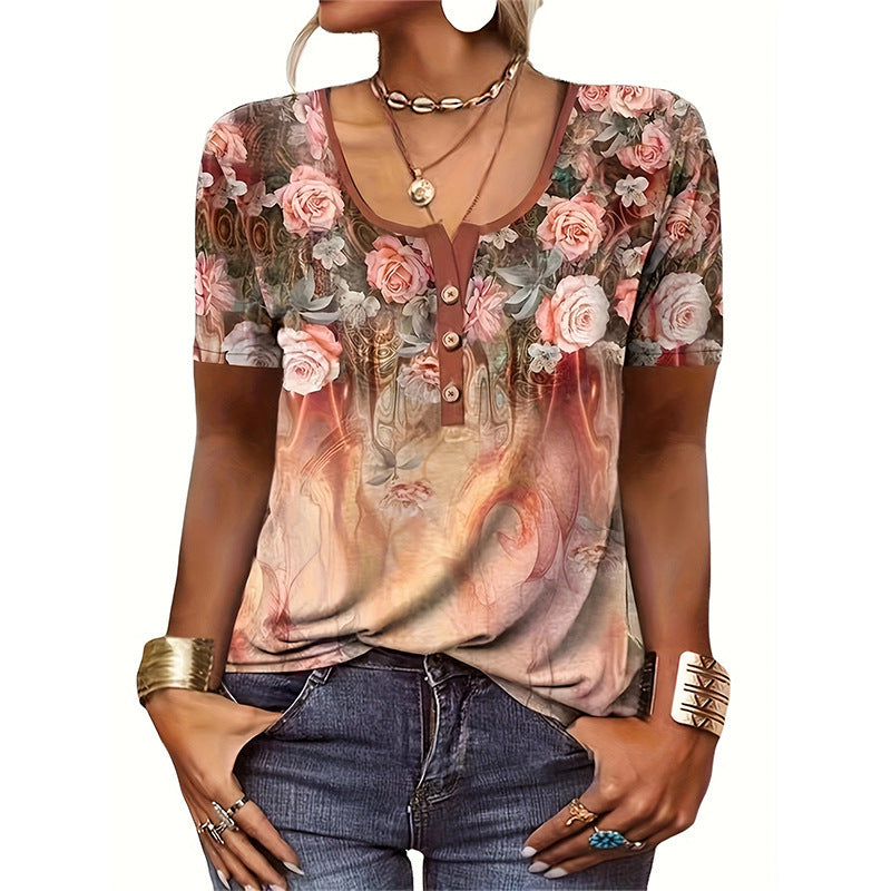 Artistic Floral Relaxed Fit T-shirt 