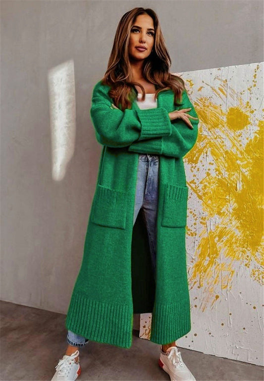 Wool Knit Relaxed Fit Long Cardigan 