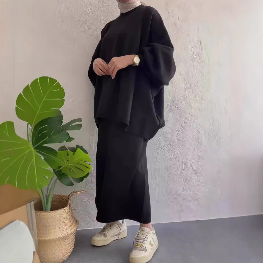 Oversized Knit Midi Sweater and Skirt Set 