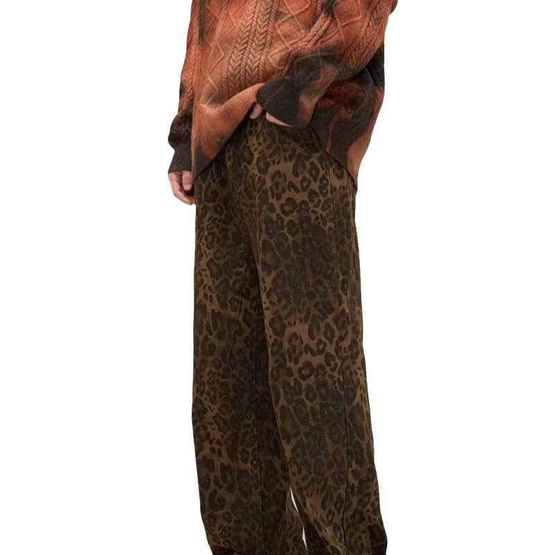 Women’s retro leopard wide leg pants