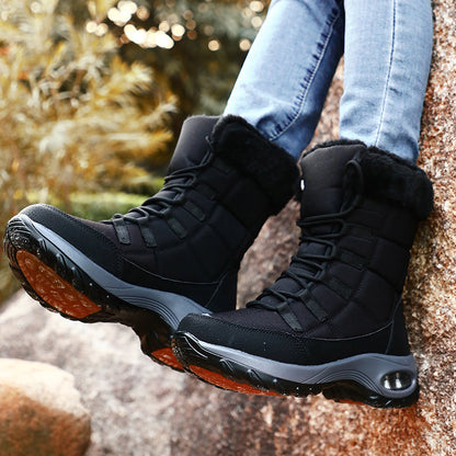 Women’s Boots - Mid-Calf Quilted Shaft - Lace-Up Closure - Air Cushion