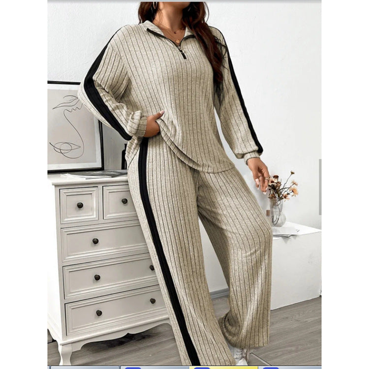 Ribbed Knit Relaxed Fit Two-Piece Set 