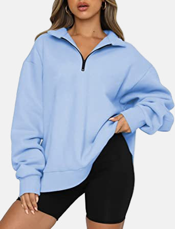 Women’s Half-Zip Sweatshirt – Oversized Fit – Long Sleeve – Casual Streetwear Pullover