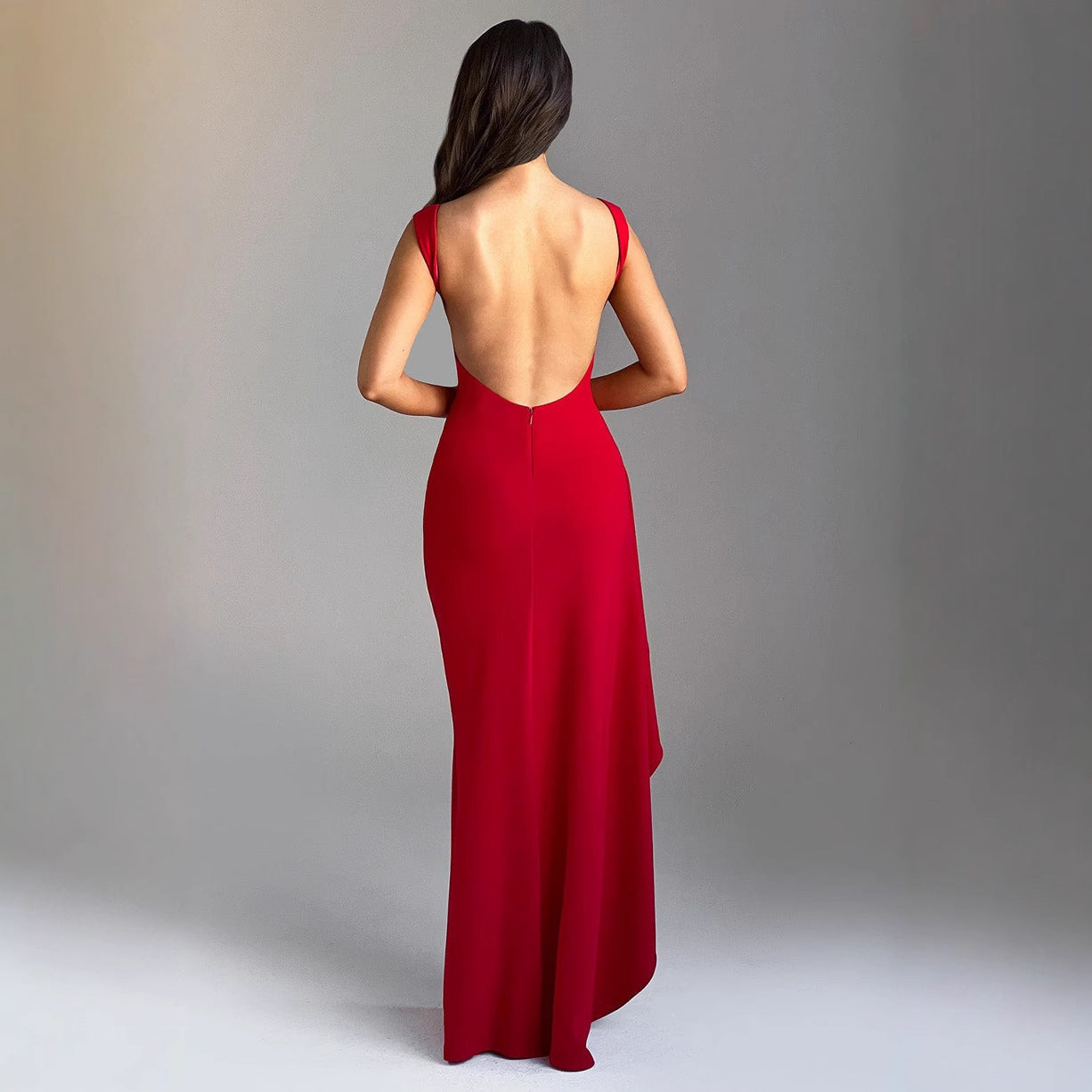 Satin Feel Slim Fit Evening Dress