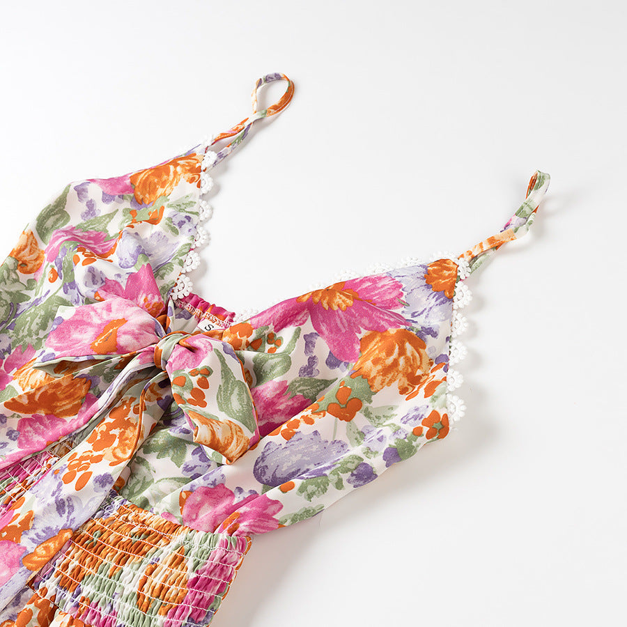 Floral Print Ruffle Hem Mini Dress