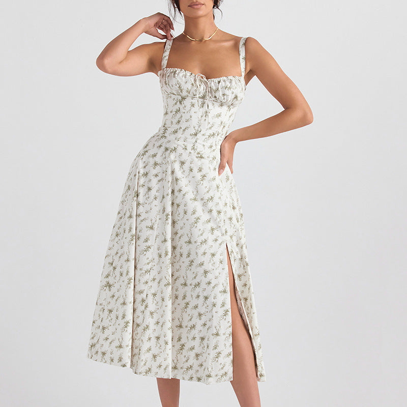 Floral Print Breathable A-Line Midi Dress