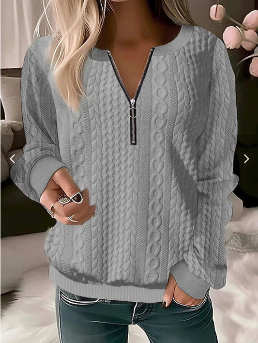 Cable Knit Relaxed Fit Wool Blend Sweater 