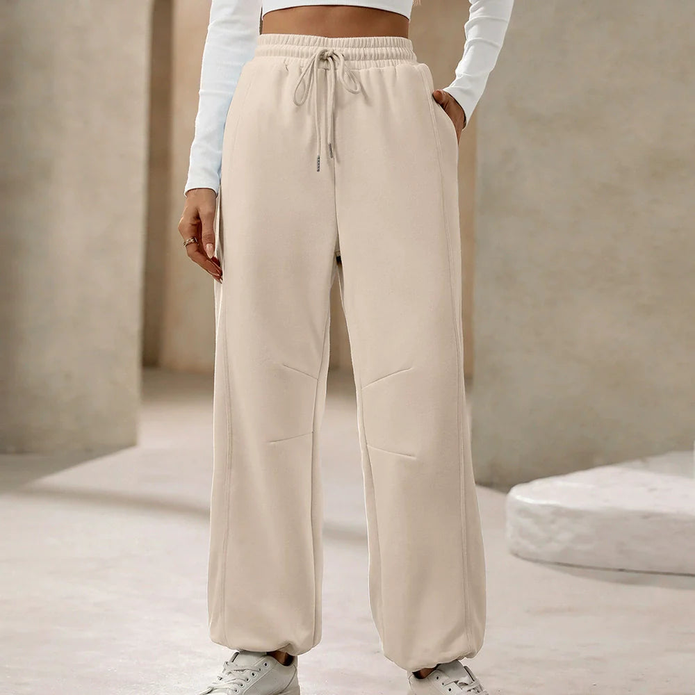 Relaxed Cotton Feel High Waist Pants 