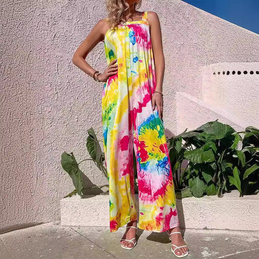 Lightweight Printed Wide Leg Jumpsuit