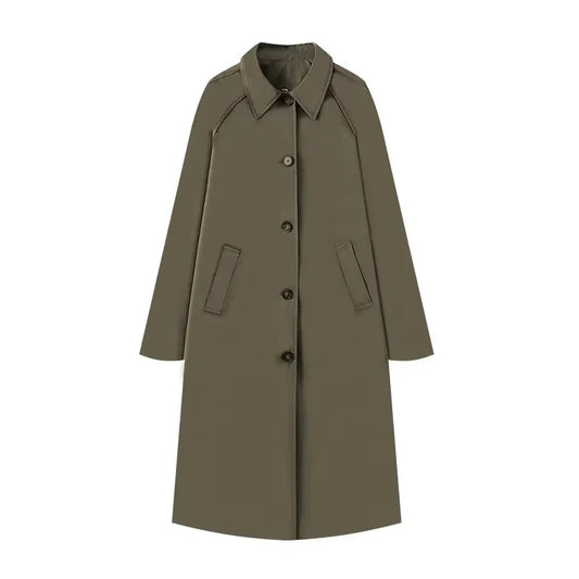 Relaxed Straight Fit Midi Coat 