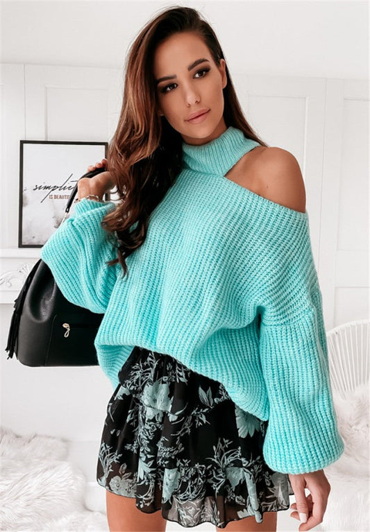 Oversized Asymmetrical Ribbed Knit Sweater 