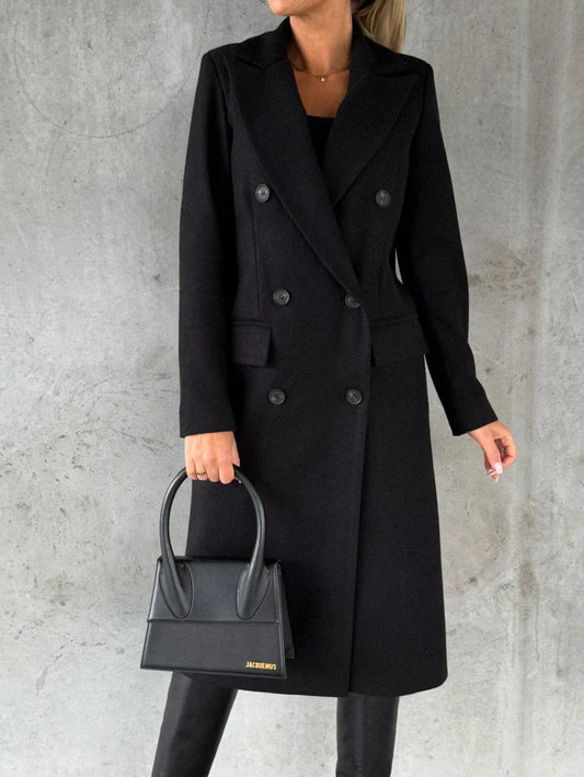 Button Closure Long Lapel Coat