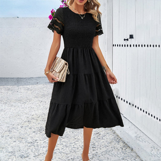 Flowy Smocked Bodice Midi Dress