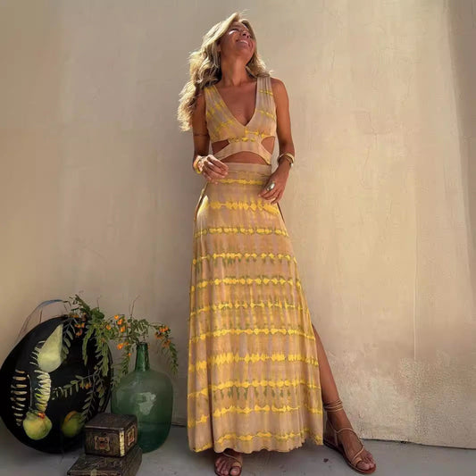Slim Fit Waist Cut-Out Maxi Dress