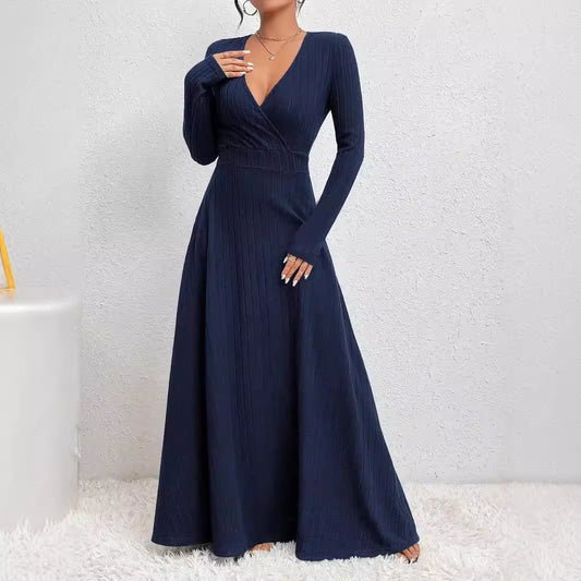 Soft Knit V-Neck Fit and Flare Dress
