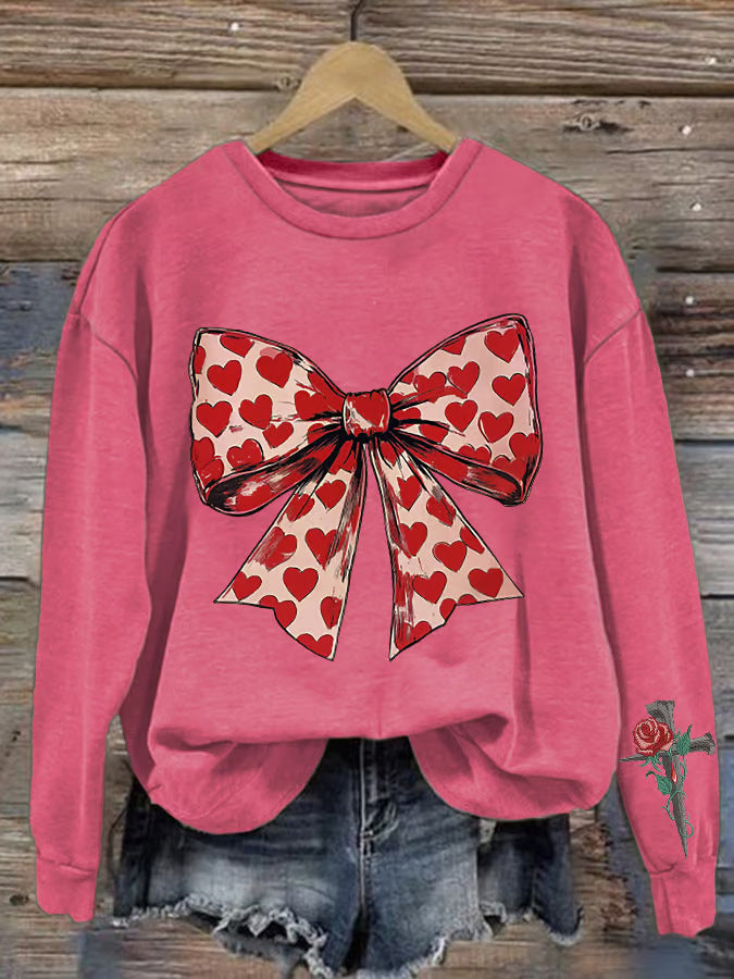 Graphic Print Oversized Cotton Knit Sweatshirt 