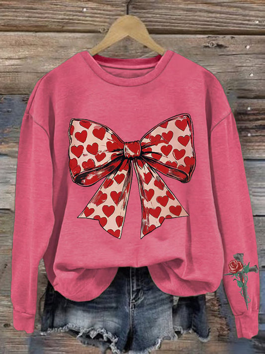 Graphic Print Oversized Cotton Knit Sweatshirt 
