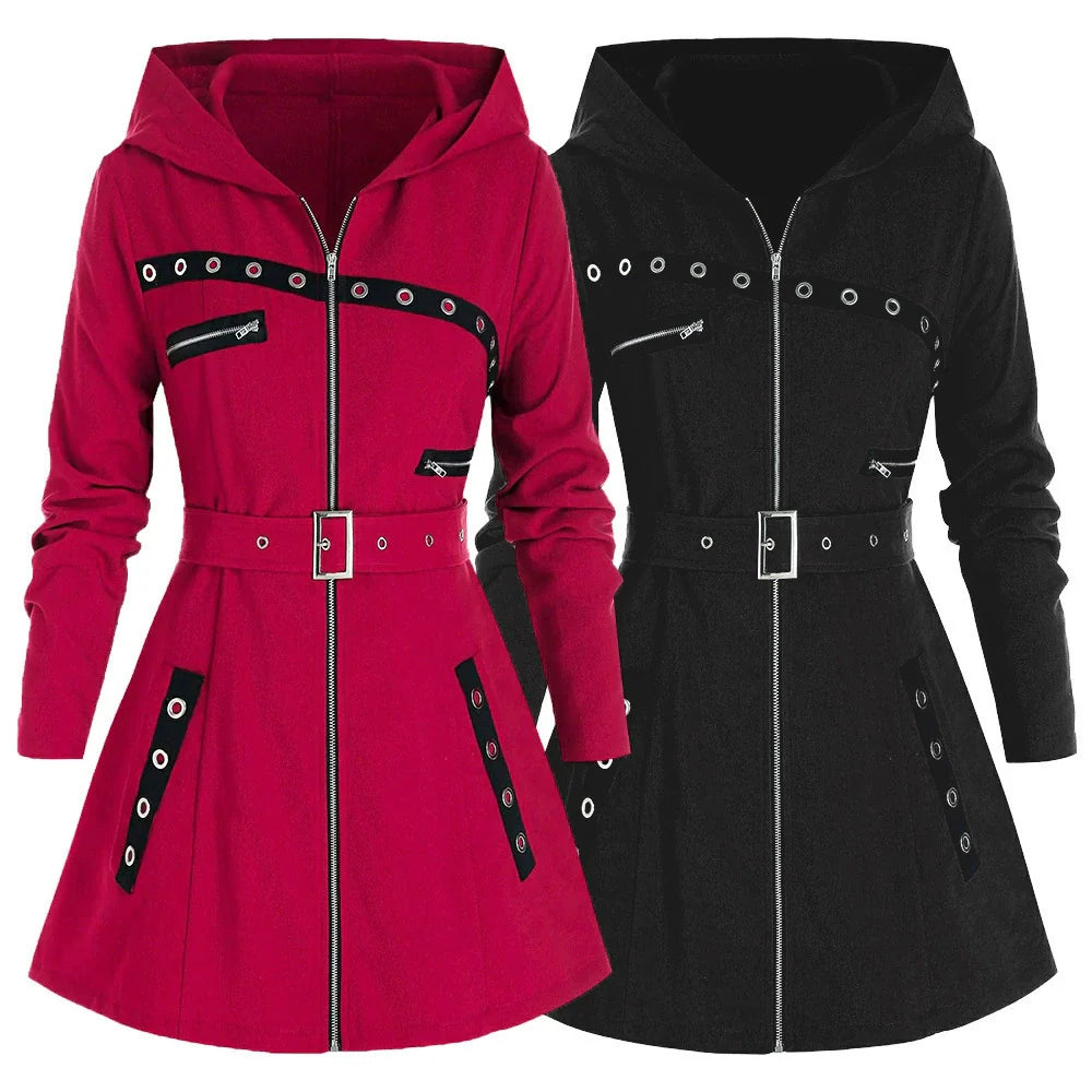 Slim Fit Asymmetrical Hem Hooded Coat 
