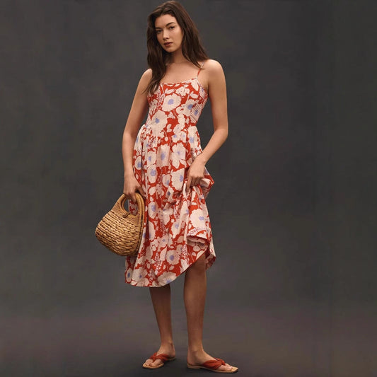 Floral Print Breathable Halter Maxi Dress