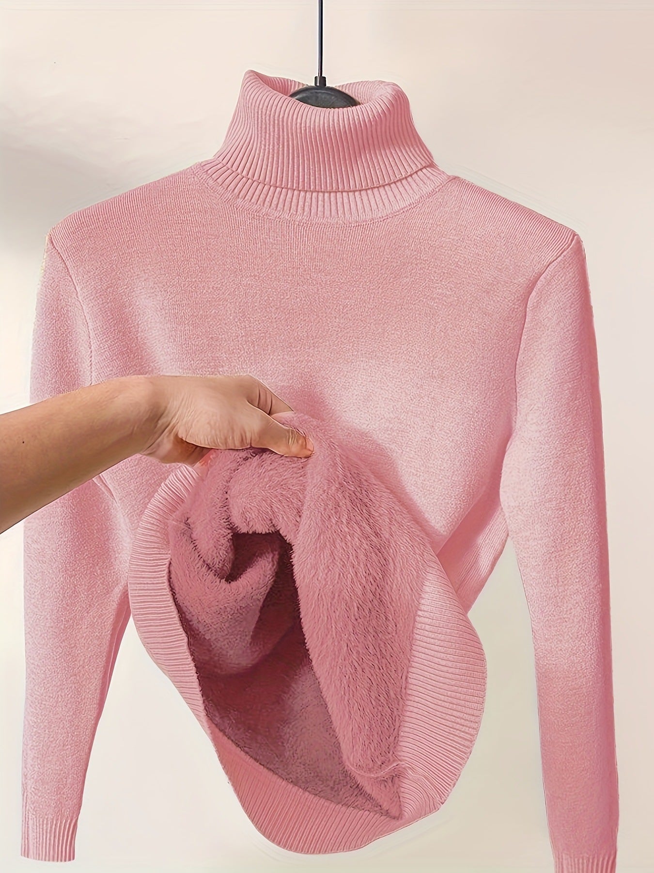 Fleece Lined Slim Fit Knit Pullover Sweatshirt 