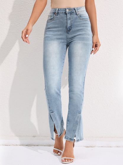 Nasha - mid rise slit bootcut jeans