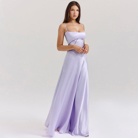 Satin Cut-Out A-Line Evening Gown