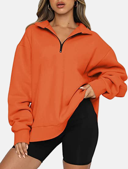  Oversized Fit – Long Sleeve Half-Zip Sweatshirt 