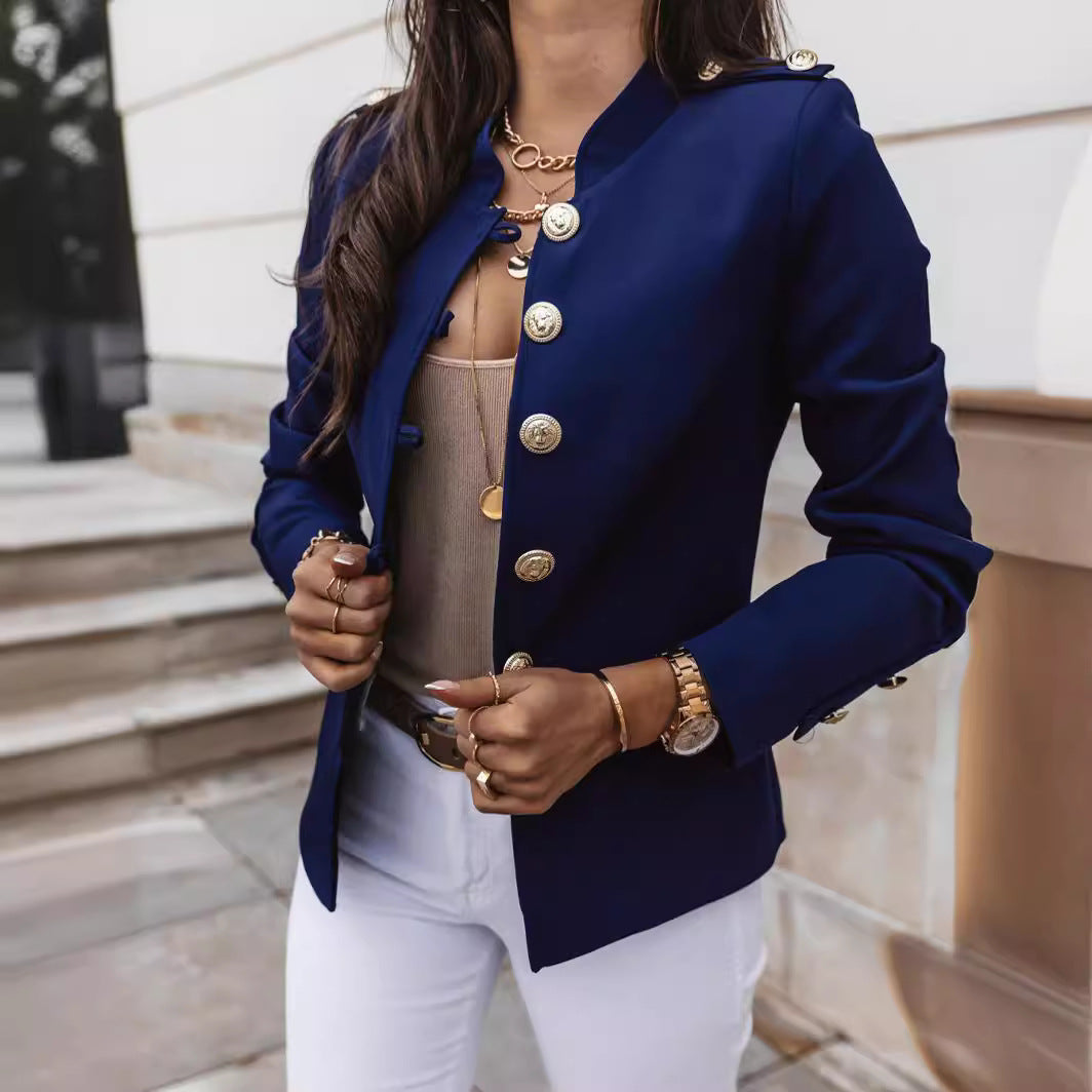 Slim Fit Gold Button Blazer 