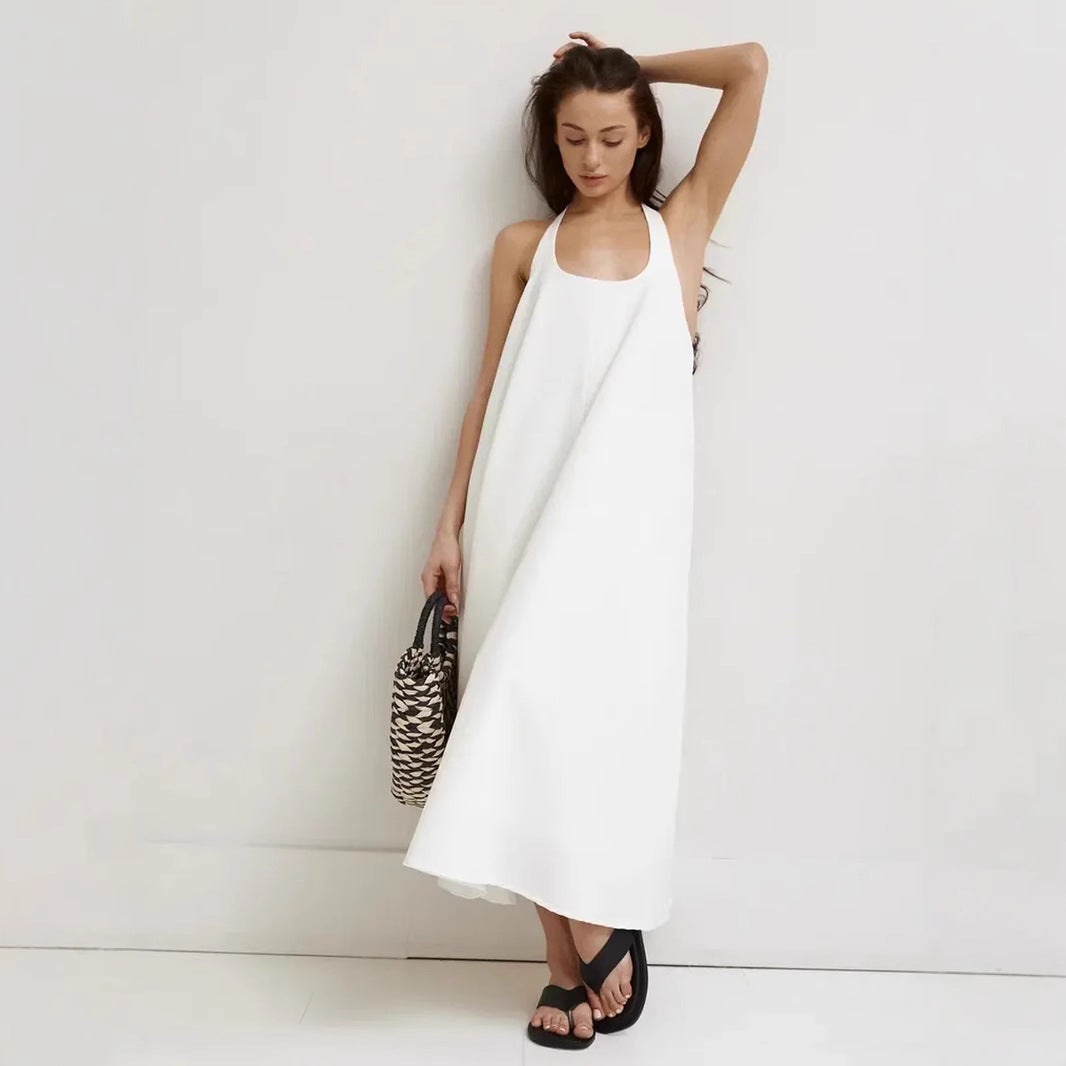 Lightweight A-Line Halter Neck Midi Dress