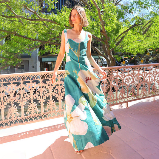 Floral Print Breathable A-Line Maxi Dress