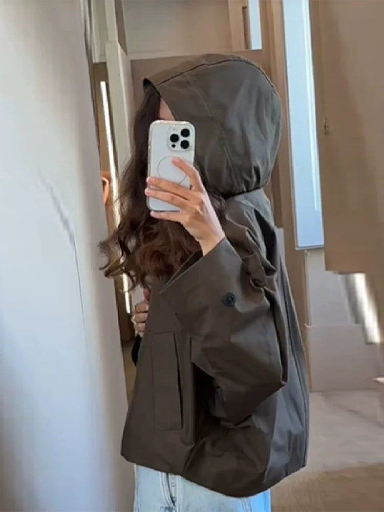 Oversized Cotton Blend Cropped Jacket 