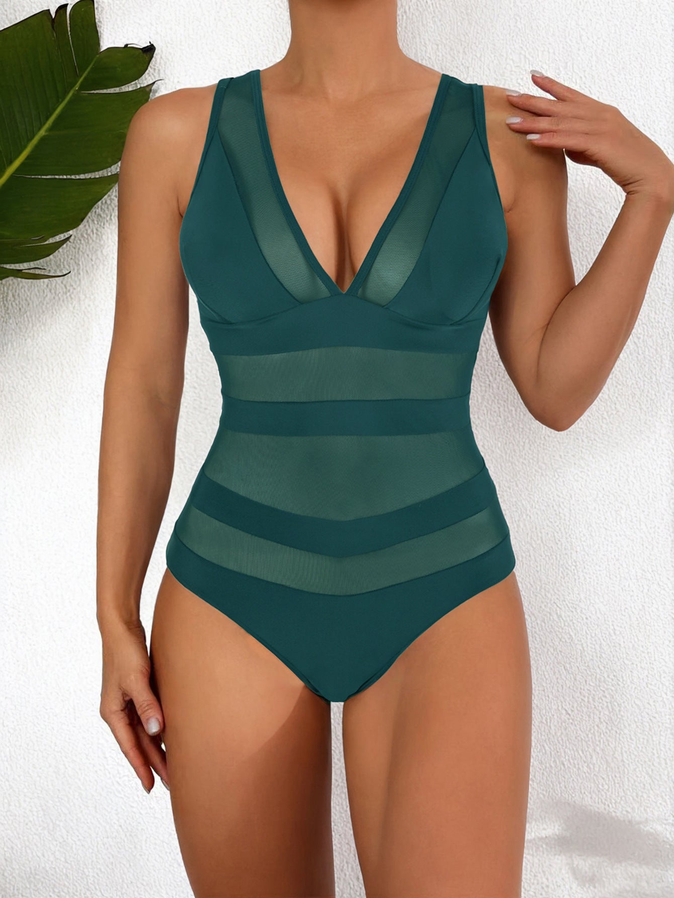 Form-Fitting Seamless V-Neck One-Piece Swimsuit 