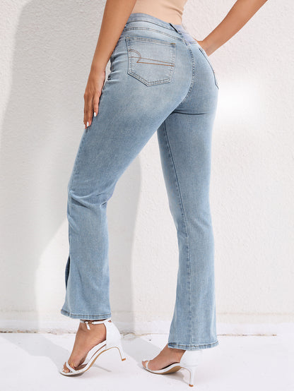 Nasha - mid rise slit bootcut jeans