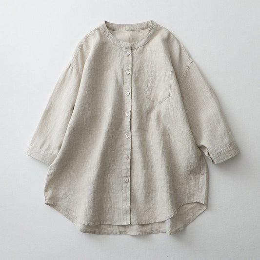 Natural Fibers Oversized Button-Down Shirt