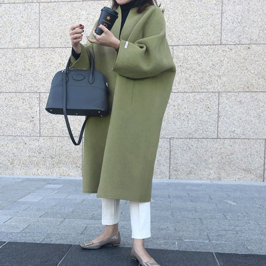 Wool Blend Oversized Relaxed Fit Long Coat 