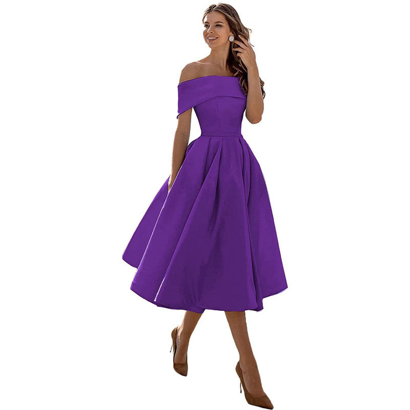 Women's off-shoulder elegant a-line dress