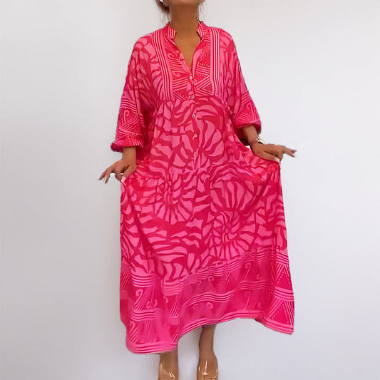 Printed Lightweight Loose Fit Midi Dress