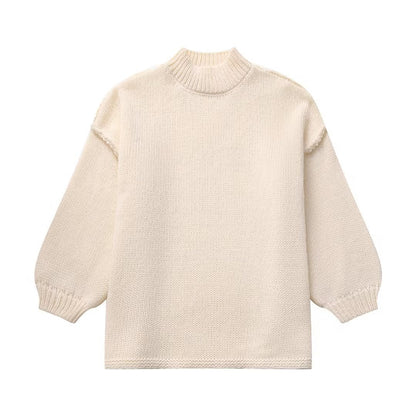 Women’s Knit Sweater - Chunky Textured Fabric - Oversized Fit - Long Sleeve Cozy Style