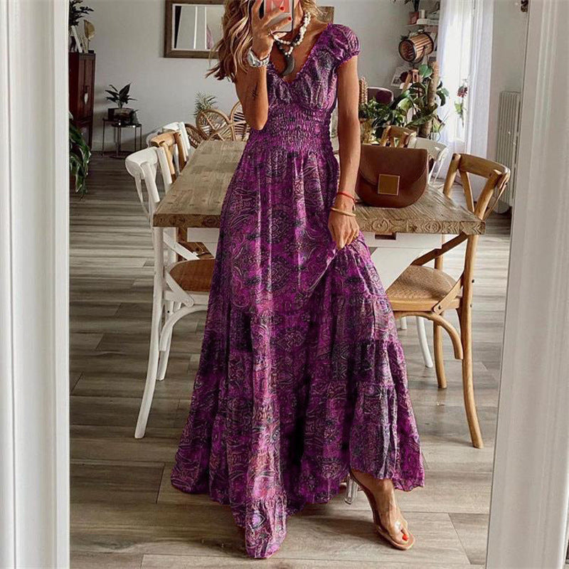 Smocked Bodice Lightweight Cotton Maxi Dress 