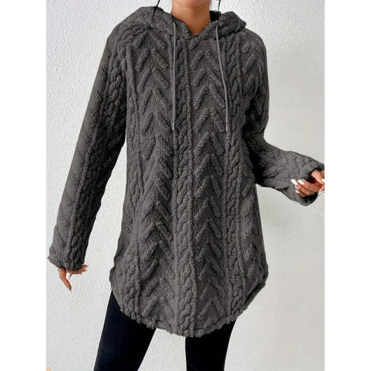 Knit Chevron Relaxed Fit Hooded Sweatshirt